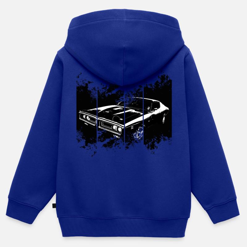 Muscle Car - Sweat Premium à capuche zippé enfant bio - bleu roi