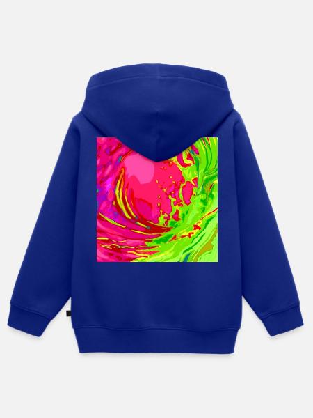 Neon Wirbel Farbenspiel - Kinder Premium Organic Zip Hoodie - Royalblau