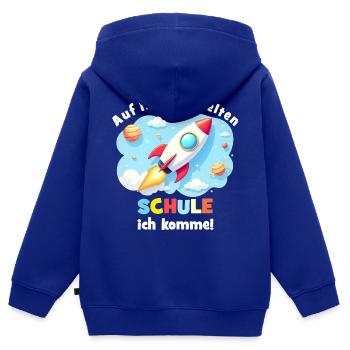 Rakete ins neue Schuljahr - Kinder Premium Organic Zip Hoodie - Royalblau - Hinten - AI Model Kid Male (0cm)