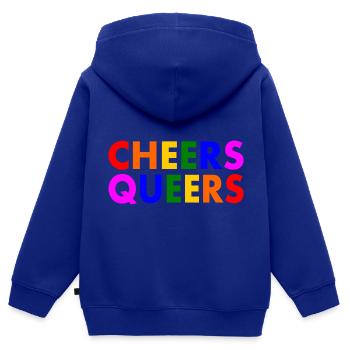 Cheers queers - Sweat Premium à capuche zippé enfant bio - bleu roi - Dos - AI Model Kid Male (0cm)