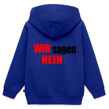 Wir sagen nein - Kinder Premium Organic Zip Hoodie - Royalblau - Hinten - AI Model Kid Male (0cm)