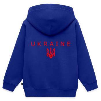 Ukraine - Kinder Premium Organic Zip Hoodie - Royalblau - Hinten - AI Model Kid Male (0cm)