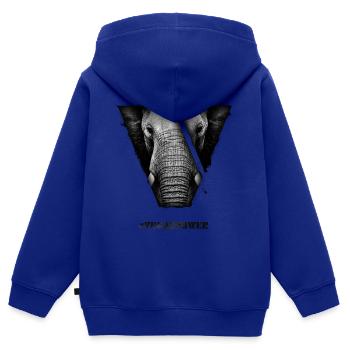 #VeganPower - Elefant - Kinder Premium Organic Zip Hoodie - Royalblau - Hinten - AI Model Kid Male (0cm)