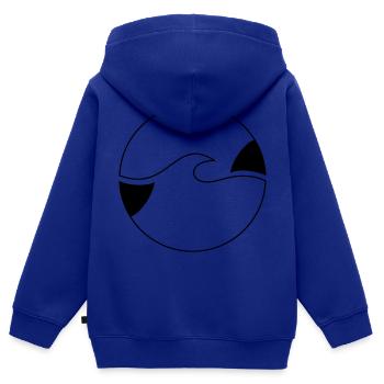 vague - Sweat Premium à capuche zippé enfant bio - bleu roi - Dos - AI Model Kid Male (0cm)