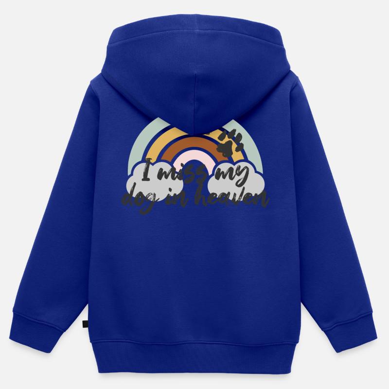 Mi manca il mio cane in paradiso - Felpa Premium con cappuccio con zip bambino bio - blu royal