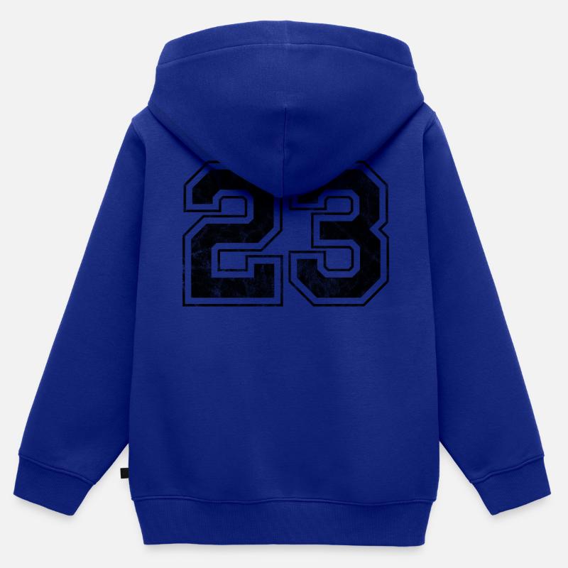 Numéro 23 - Sweat Premium à capuche zippé enfant bio - bleu roi