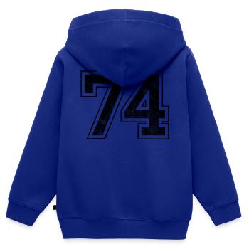 Anzahl 74 - Kinder Premium Organic Zip Hoodie - Royalblau - Hinten - AI Model Kid Male (0cm)