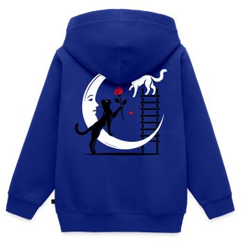 Katzen - Romeo und Julia - Kinder Premium Organic Zip Hoodie - Royalblau - Hinten - AI Model Kid Male (0cm)