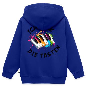 Musik Klavier "Ich rock die Tasten" Farbspritzer - Kinder Premium Organic Zip Hoodie - Royalblau - Hinten - AI Model Kid Male (0cm)