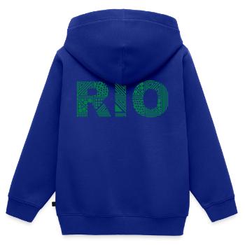 Rio de Janeiro - Sweat Premium à capuche zippé enfant bio - bleu roi - Dos - AI Model Kid Male (0cm)