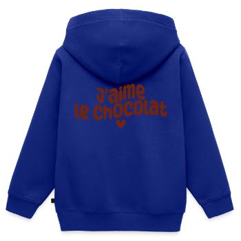 j'aime le chocolat - Sweat Premium à capuche zippé enfant bio - bleu roi - Dos - AI Model Kid Male (0cm)