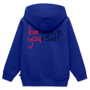 Slogan glaube an dich. glaub an dich - Kinder Premium Organic Zip Hoodie - Royalblau - Hinten - AI Model Kid Male (0cm)