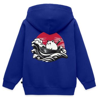 Chat marin - Sweat Premium à capuche zippé enfant bio - bleu roi - Dos - AI Model Kid Male (0cm)