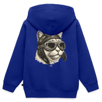 Chaviateur - Sweat Premium à capuche zippé enfant bio - bleu roi - Dos - AI Model Kid Male (0cm)