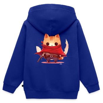 Chat déguisé en cowboy - Sweat Premium à capuche zippé enfant bio - bleu roi - Dos - AI Model Kid Male (0cm)