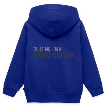 Fier éditeur de vidéo - Sweat Premium à capuche zippé enfant bio - bleu roi - Dos - AI Model Kid Male (0cm)