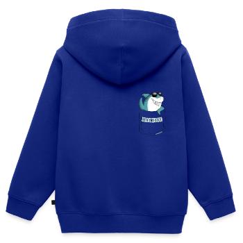 Haifisch High Five: HAI FIVE! - Brusttasche - Kinder Premium Organic Zip Hoodie - Royalblau - Hinten - AI Model Kid Male (0cm)