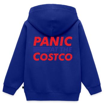 Panique au Costco Vintage Distressed - Sweat Premium à capuche zippé enfant bio - bleu roi - Dos - AI Model Kid Male (0cm)