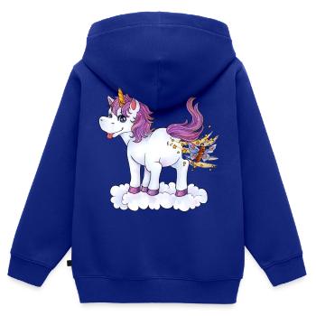 Lustig Pupsendes Einhorn frech mit Schmetterling - Kinder Premium Organic Zip Hoodie - Royalblau - Hinten - AI Model Kid Male (0cm)