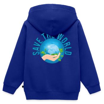 Save the World - Kinder Premium Organic Zip Hoodie - Royalblau - Hinten - AI Model Kid Male (0cm)