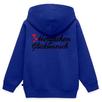 Herzlichen Glückwunsch Gratulation - Kinder Premium Organic Zip Hoodie - Royalblau - Hinten - AI Model Kid Male (0cm)
