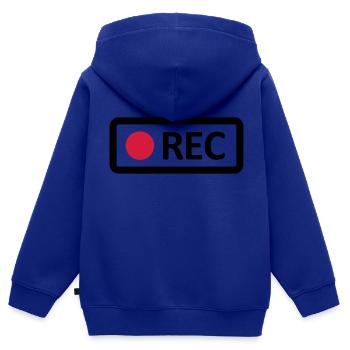 Camera REC recording button. Record, live, rec - Kids Premium Organic Zip-up Hoodie - royal blue - Back - AI Model Kid Male (0cm)