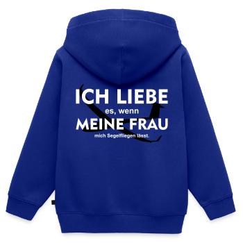 lustiger Spruch Segelflieger Segelflugzeug Pilot - Kinder Premium Organic Zip Hoodie - Royalblau - Hinten - AI Model Kid Male (0cm)