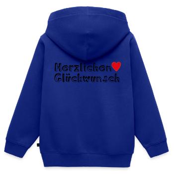 Herzlichen Glückwunsch Geschenk - Kinder Premium Organic Zip Hoodie - Royalblau - Hinten - AI Model Kid Male (0cm)