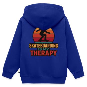 Skateboarding is my therapy – Retro skate design - Kids Premium Organic Zip-up Hoodie - royal blue - Back - AI Model Kid Male (0cm)