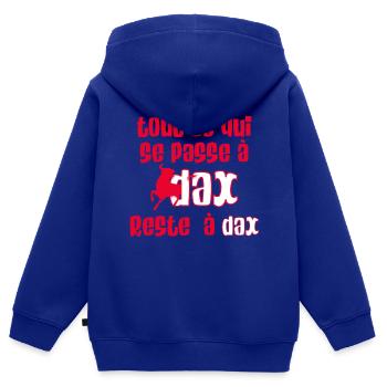 Feria de Dax - Sweat Premium à capuche zippé enfant bio - bleu roi - Dos - AI Model Kid Male (0cm)