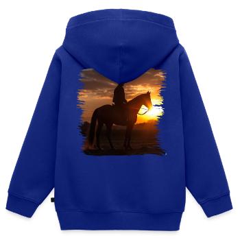 Reiten ist eine alte Tradition - Kinder Premium Organic Zip Hoodie - Royalblau - Hinten - AI Model Kid Male (0cm)