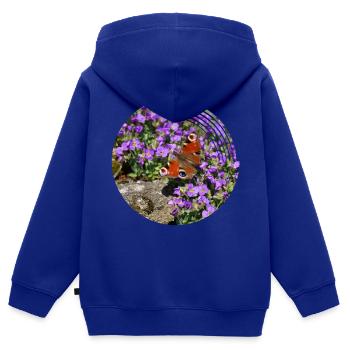 Pfauenaugen sind die bekanntesten Schmetterlingen - Kinder Premium Organic Zip Hoodie - Royalblau - Hinten - AI Model Kid Male (0cm)
