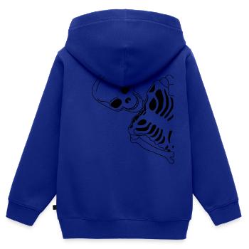 Skelett von der Seite - Kinder Premium Organic Zip Hoodie - Royalblau - Hinten - AI Model Kid Male (0cm)