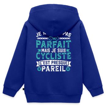Ich bin Radfahrer, es ist fast dasselbe - Kinder Premium Organic Zip Hoodie - Royalblau - Hinten - AI Model Kid Male (0cm)