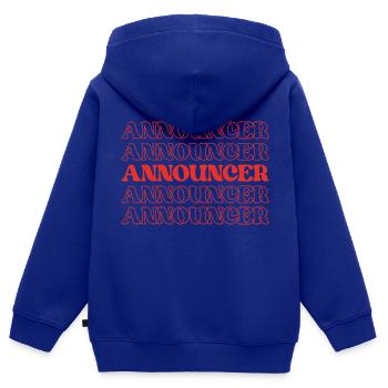 Ansager, Moderator, Moderator, Kommentator - Kinder Premium Organic Zip Hoodie - Royalblau - Hinten - AI Model Kid Male (0cm)