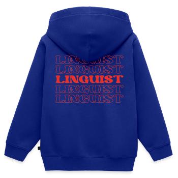 Linguiste Expert en langues Spécialiste des langues - Sweat Premium à capuche zippé enfant bio - bleu roi - Dos - AI Model Kid Male (0cm)