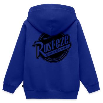 Rusteze Onguent médicamenteux pour pare-chocs Rust-eze, - Sweat Premium à capuche zippé enfant bio - bleu roi - Dos - AI Model Kid Male (0cm)