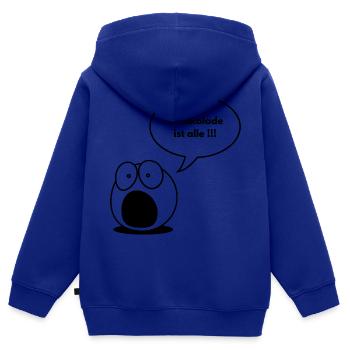 Schokolade ist alle !!! - Kinder Premium Organic Zip Hoodie - Royalblau - Hinten - AI Model Kid Male (0cm)