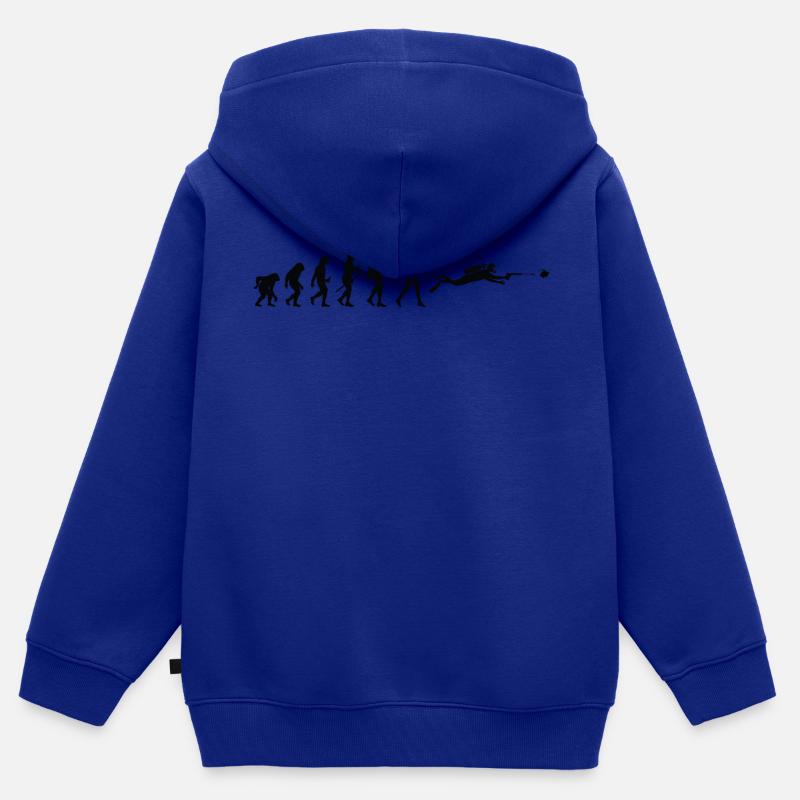 Evolution homme plongeur - Sweat Premium à capuche zippé enfant bio - bleu roi