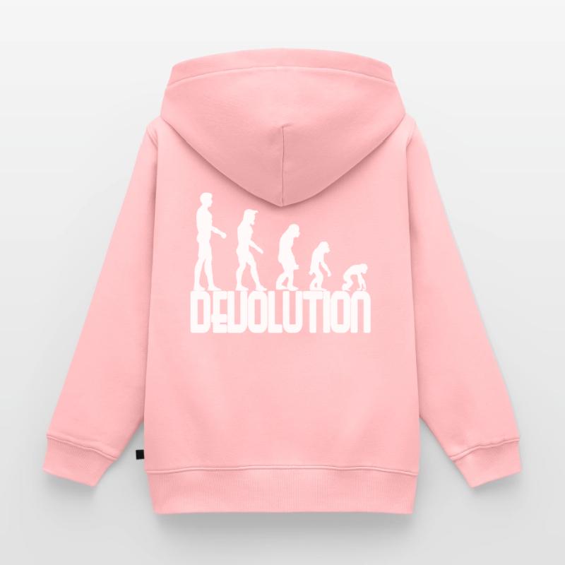 Devolution Evolution schlichtes Design Kinder Premium Organic Zip Hoodie