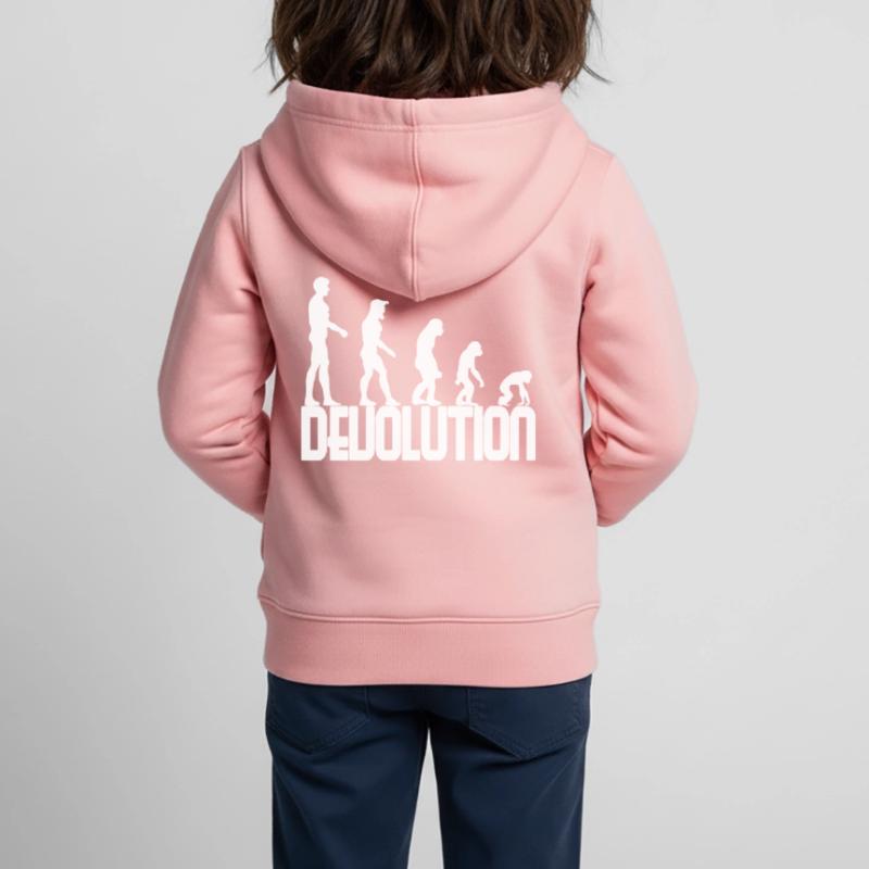 Devolution Evolution simple design Kids Premium Organic Zip-up Hoodie