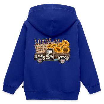 Sonnenblume Lasten der Liebe - Kinder Premium Organic Zip Hoodie - Royalblau - Hinten - AI Model Kid Male (0cm)