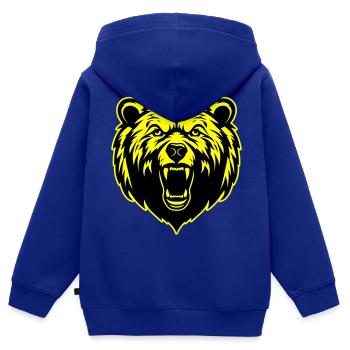 Grizzly Bär Kopf - Kinder Premium Organic Zip Hoodie - Royalblau - Hinten - AI Model Kid Male (0cm)