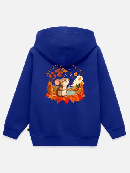 Herbstmaus in Gold - Kinder Premium Organic Zip Hoodie - Royalblau