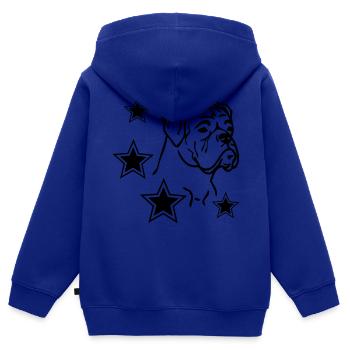 boxerdog001 - Sweat Premium à capuche zippé enfant bio - bleu roi - Dos - AI Model Kid Male (0cm)