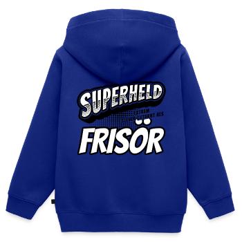 Superheld, clever getarnt als Frisör - Kinder Premium Organic Zip Hoodie - Royalblau - Hinten - AI Model Kid Male (0cm)