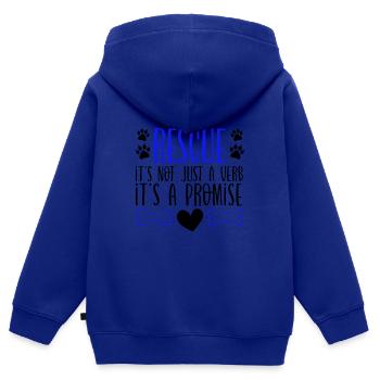 Tierrettung nicht nur ein Verb, es ist ein Versprechen - Kinder Premium Organic Zip Hoodie - Royalblau - Hinten - AI Model Kid Male (0cm)