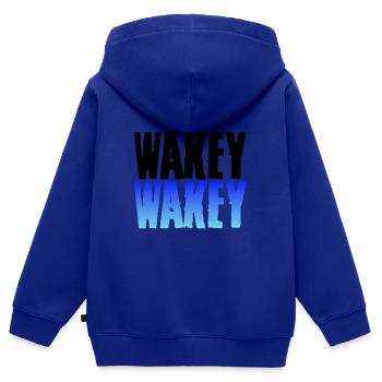 Kaffee Liebhaber Geschenk Wakey Wakey Kaffee Süchtig Geschenke - Kinder Premium Organic Zip Hoodie - Royalblau - Hinten - AI Model Kid Male (0cm)