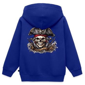 Piratenflagge Jolly Roger Totenkopf Illustration - Kinder Premium Organic Zip Hoodie - Royalblau - Hinten - AI Model Kid Male (0cm)