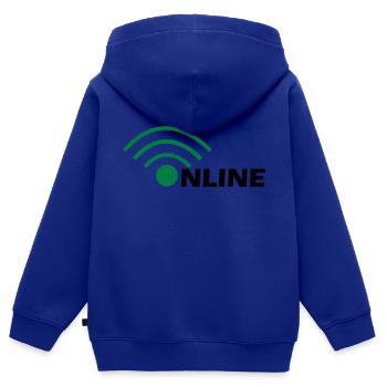 en ligne - Sweat Premium à capuche zippé enfant bio - bleu roi - Dos - AI Model Kid Male (0cm)
